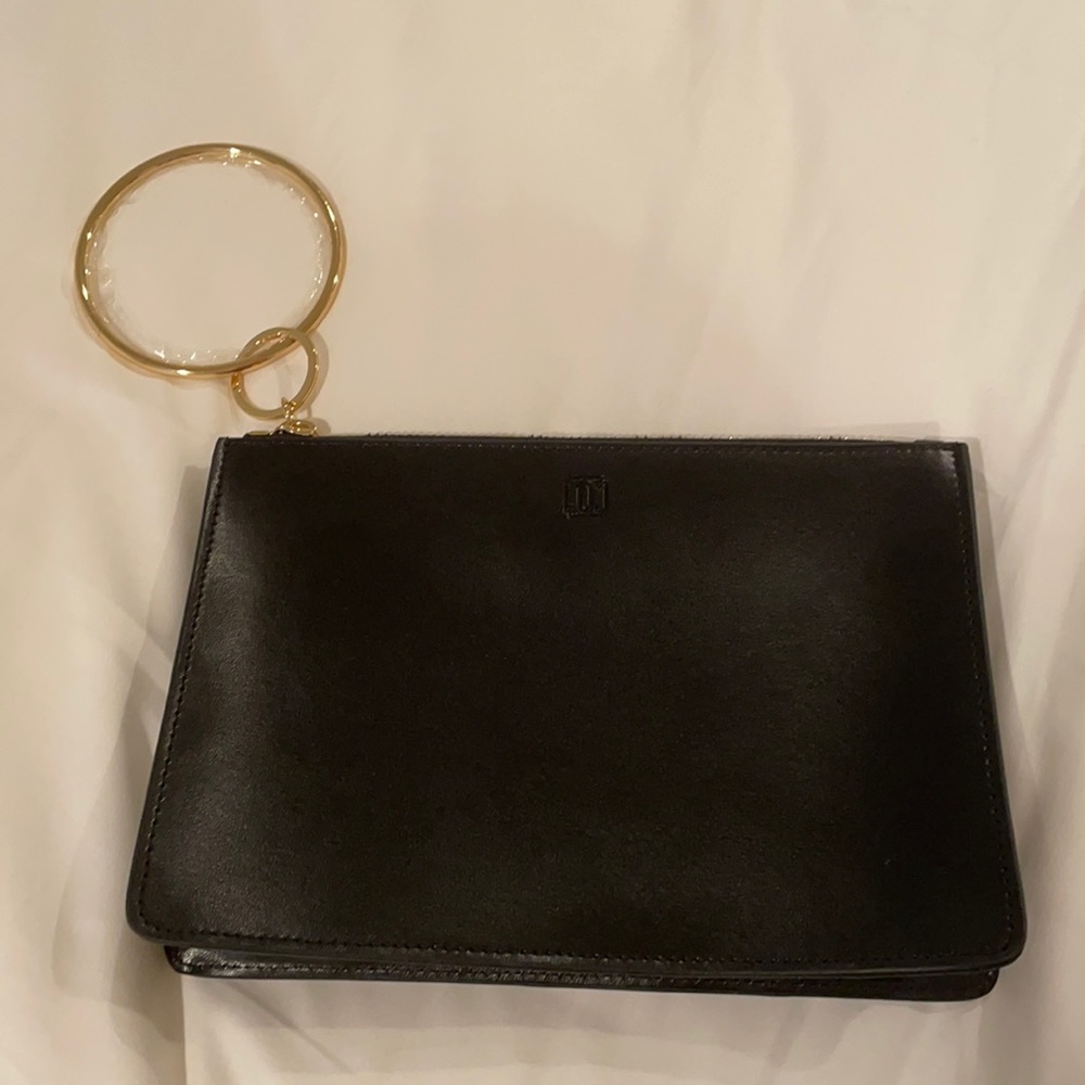 Black leather wrist wallet/clutch